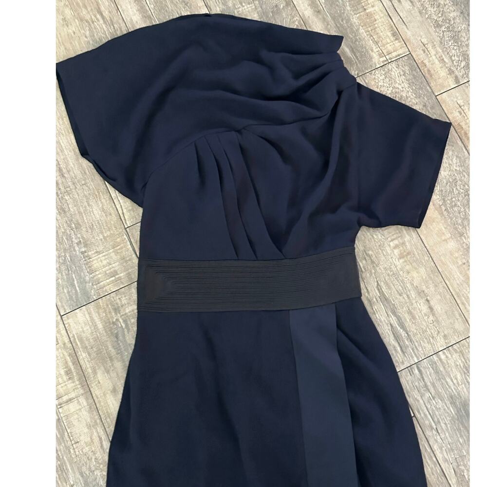 NWT BCBGMAXAZRIA Runway Women's Blue Built Up NK Line Dra Mini Dress Size 0